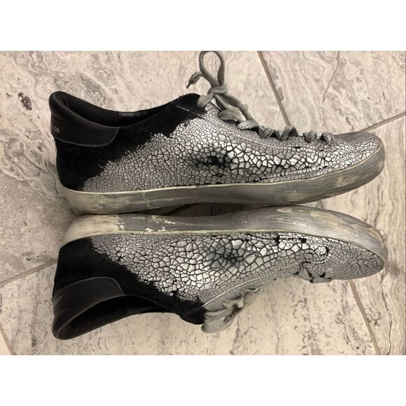 EUC Mens Golden Goose black suede silver crack super star sneakers Sz 41, $580 - Picture 5 of 9